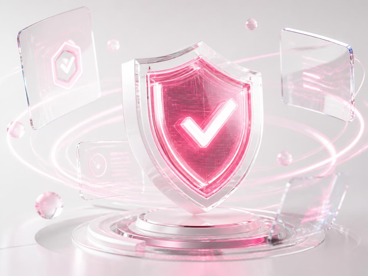Holographic pink verification shield representing Pink KYC verified accounts